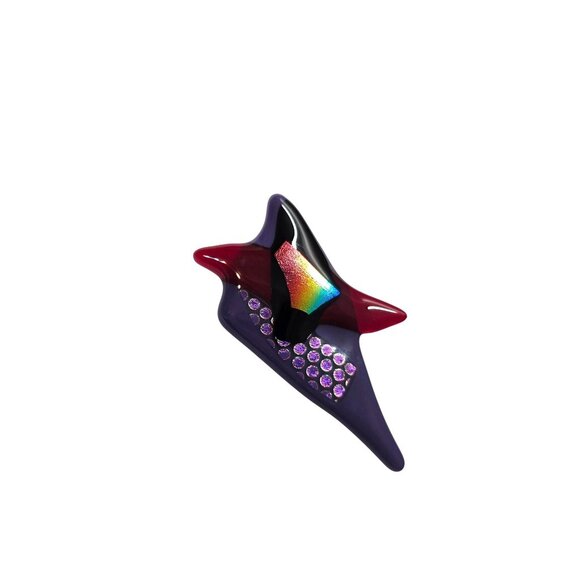 Handcrafted Dichroic Glass Abstract Brooch Pin - Picture 1 of 10